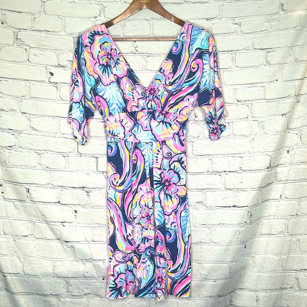 Lilly Pulitzer Pink Blue Long Sleeve Dress Size Small Excellent Condition